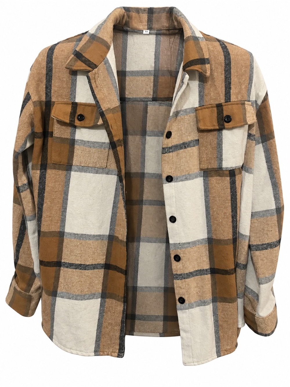 Women’s Tan & Cream Plaid Shacket Jacket